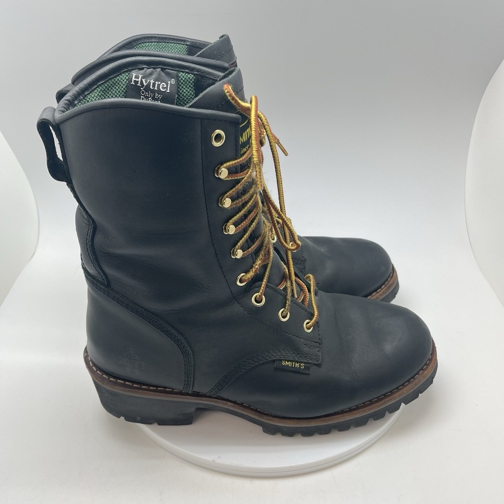 Smith Workwear Boots Mens 10 Loggers‎ Black Leather Lineman Lined Electricians